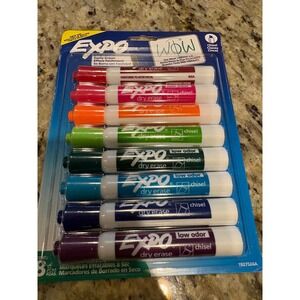 Expo Low Odor Dry Erase Markers Chisel Tip Assorted Colors 8 Count 1927524A NEW
